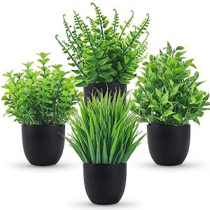 4-Pack Small Faux Plants for Home & Office