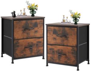 Sweetcrispy Set of 2 Nightstands with Storage Drawers