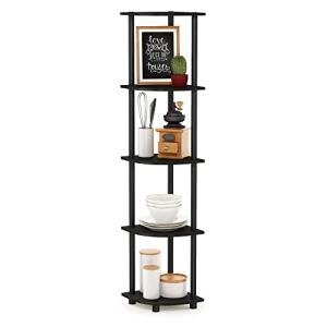 Furinno 5-Tier Corner Display Rack, Espresso/Black