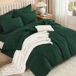 Dark Emerald Green King Comforter Set - 7 Pieces