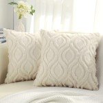Cozy Beige Faux Fur Cushion Covers - 45x45 cm
