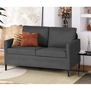 Modern Linen Mini Loveseat Sofa for Small Spaces