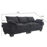 Comfy Black Corduroy Cloud Loveseat Sofa