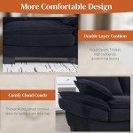 Comfy Black Corduroy Cloud Loveseat Sofa
