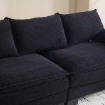 Comfy Black Corduroy Cloud Loveseat Sofa
