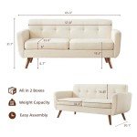 Beige Mid-Century Modern Loveseat Sofa for Living Room