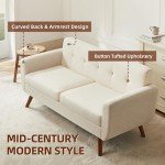 Beige Mid-Century Modern Loveseat Sofa for Living Room