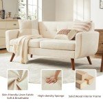 Beige Mid-Century Modern Loveseat Sofa for Living Room