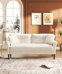 White Velvet Loveseat Sofa for Living Room
