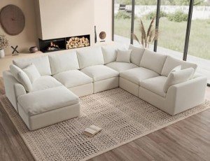 Oversized Cloud Sectional Couch with Ottoman