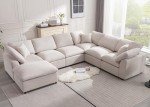 Cream Modular Sectional Sofa with Ottoman