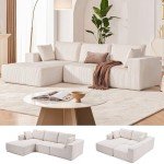 Beige Modular Sectional Sofa with Chaise