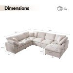 Cream Modular Sectional Sofa with Ottoman