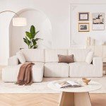 Beige Modular Sectional Sofa with Chaise