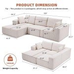 Beige Modular Sectional Sofa with Chaise