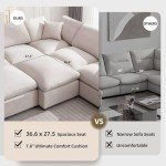 Cream Modular Sectional Sofa with Ottoman