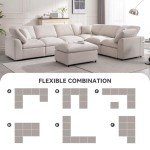 Cream Modular Sectional Sofa with Ottoman