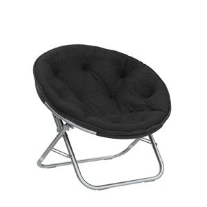 Cozy Black Faux Fur Saucer Chair