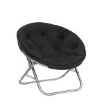 Cozy Black Faux Fur Saucer Chair