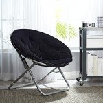 Cozy Black Faux Fur Saucer Chair