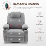 Oversized Swivel Recliner Chair with Heat & Massage