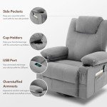 Oversized Swivel Recliner Chair with Heat & Massage