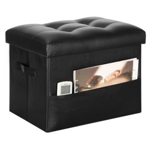 Storage Ottoman Stool with Padded Seat, Black