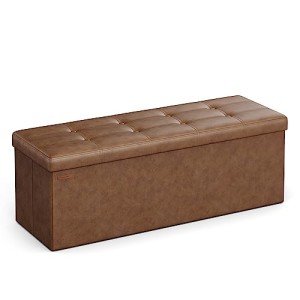 43" Folding Storage Ottoman Bench in Coffee Brown