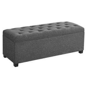 Dark Gray Storage Ottoman Bench with Legs