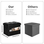Storage Ottoman Stool with Padded Seat, Black