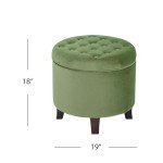 Green Velvet Tufted Storage Ottoman for Home