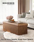 43" Folding Storage Ottoman Bench in Coffee Brown