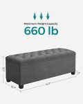Dark Gray Storage Ottoman Bench with Legs