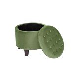 Green Velvet Tufted Storage Ottoman for Home