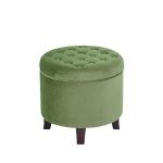 Green Velvet Tufted Storage Ottoman for Home