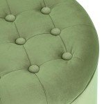 Green Velvet Tufted Storage Ottoman for Home