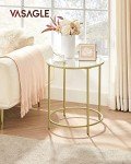 Modern Gold Round Side Table with Glass Top