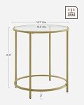 Modern Gold Round Side Table with Glass Top