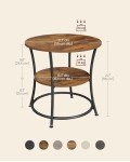 VASAGLE Round Side Table with 2 Storage Shelves