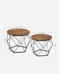 VASAGLE Round Coffee Table Set of 2, Rustic