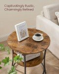 VASAGLE Round Side Table with 2 Storage Shelves
