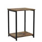 Set of 2 Rustic Brown and Black Side Tables