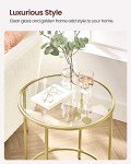 Modern Gold Round Side Table with Glass Top