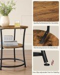 VASAGLE Round Side Table with 2 Storage Shelves