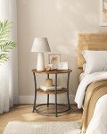 VASAGLE Round Side Table with 2 Storage Shelves