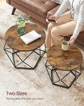 VASAGLE Round Coffee Table Set of 2, Rustic