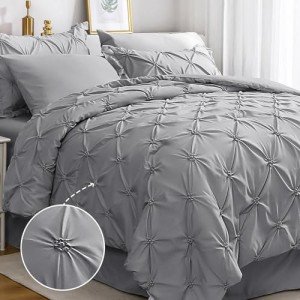 Grey Queen Comforter Set 7-Piece Bedding Bundle
