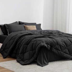 Luxurious Black Queen Comforter Set - 7 Pieces