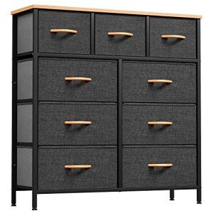 YITAHOME 9-Drawer Fabric Dresser in Dark Grey