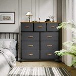 YITAHOME 9-Drawer Fabric Dresser in Dark Grey